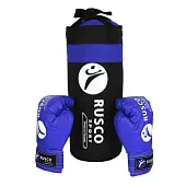 Набор бокс Rusco Sport для начинающих черно-синий 6 OZ от магазина Супер Спорт